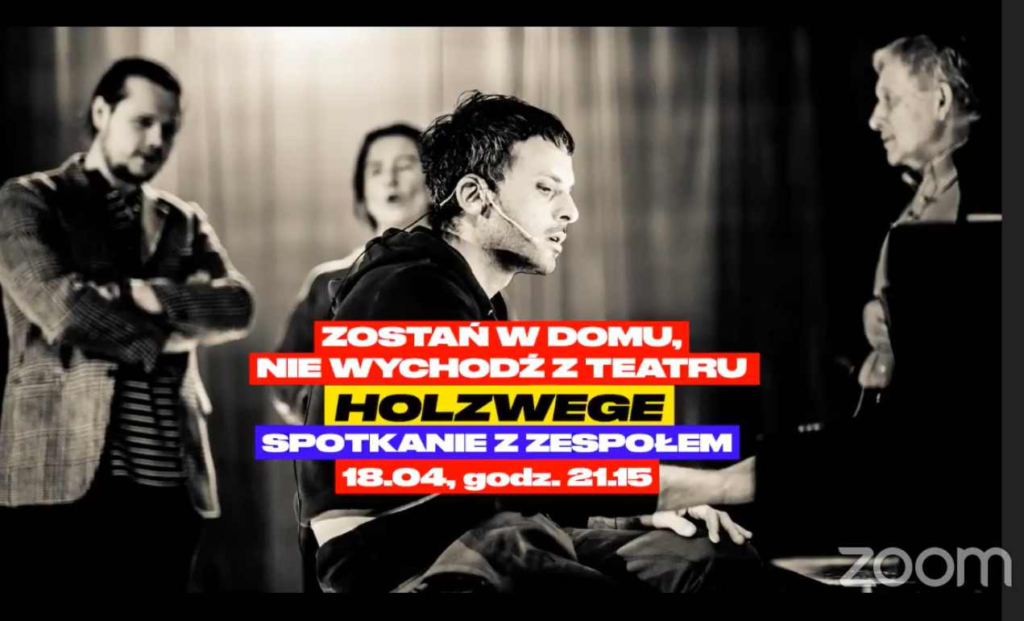 Spektakl Holzwege online TR Warszawa w ramach akcji "Zostań w domu, nie wychodź z teatru". Marta Sokołowska